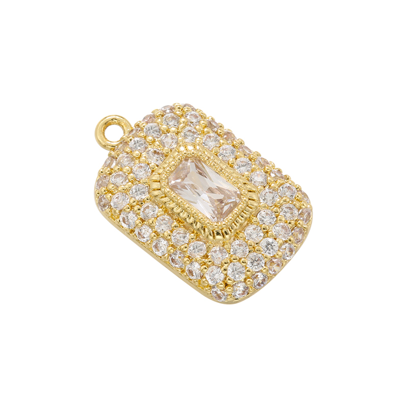 Classic Style Shiny Square 18k Gold Plated Zircon Copper Wholesale Charms display picture 7