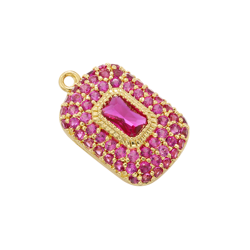 Classic Style Shiny Square 18k Gold Plated Zircon Copper Wholesale Charms display picture 9