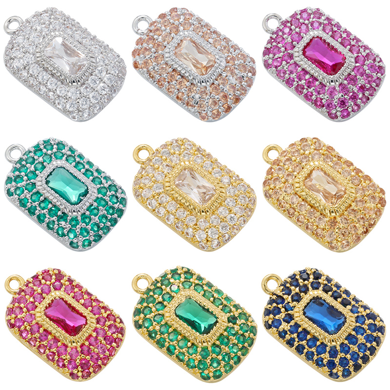 Classic Style Shiny Square 18k Gold Plated Zircon Copper Wholesale Charms display picture 11