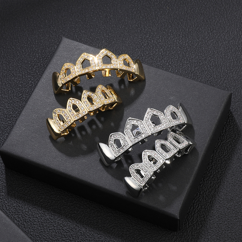 Elegant Simple Style Geometric Copper Inlay Zircon Tooth Socket display picture 1