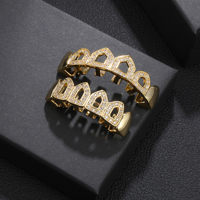Elegant Simple Style Geometric Copper Inlay Zircon Tooth Socket display picture 2