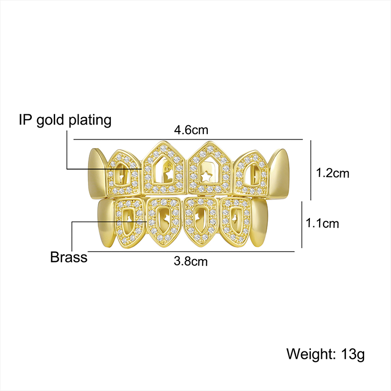 Elegant Simple Style Geometric Copper Inlay Zircon Tooth Socket display picture 4