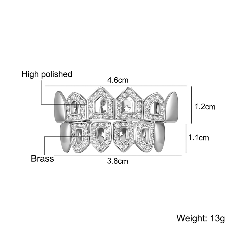 Elegante Estilo Simple Geométrico Cobre Embutido Circón Toma De Diente display picture 5