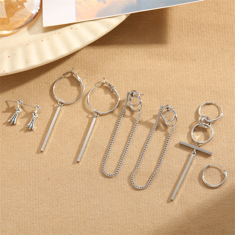 1 Piece Retro Commute Cross Solid Color Asymmetrical Plating Stainless Steel Drop Earrings display picture 4