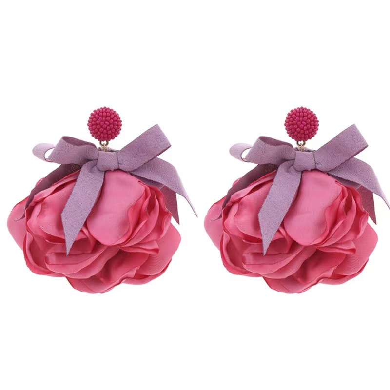 1 Pair Exaggerated Vacation Flower Cloth Drop Earrings display picture 2