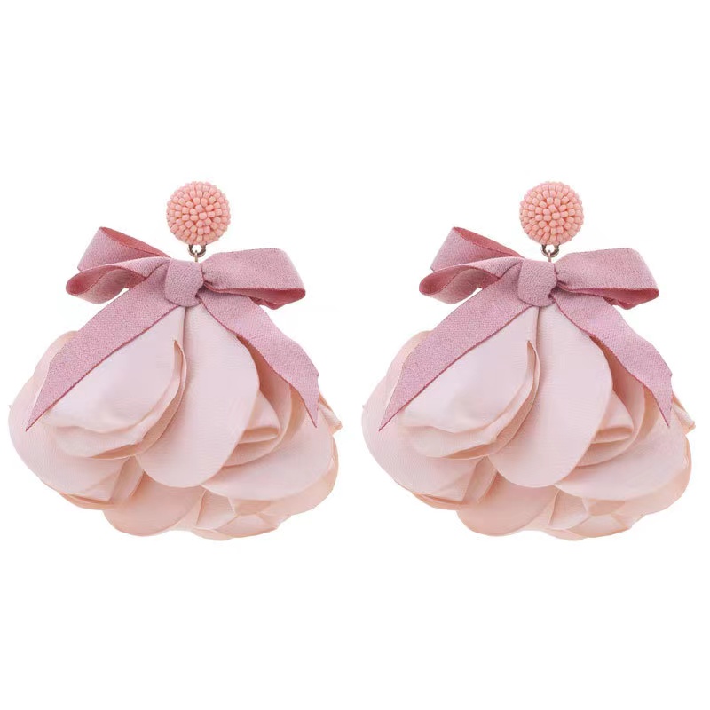 1 Pair Exaggerated Vacation Flower Cloth Drop Earrings display picture 1