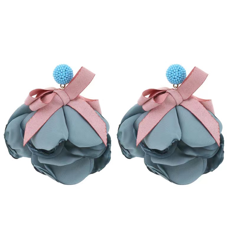 1 Pair Exaggerated Vacation Flower Cloth Drop Earrings display picture 3