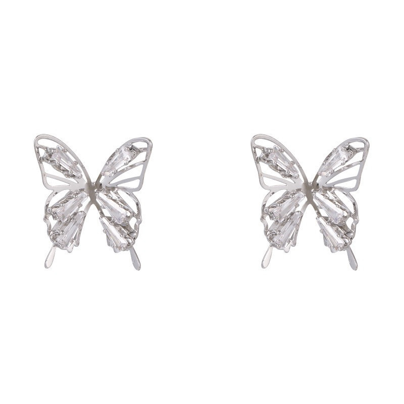 1 Paar Dame Pastoral Glänzend Schmetterling Inlay Legierung Künstlicher Diamant Ohrstecker display picture 1