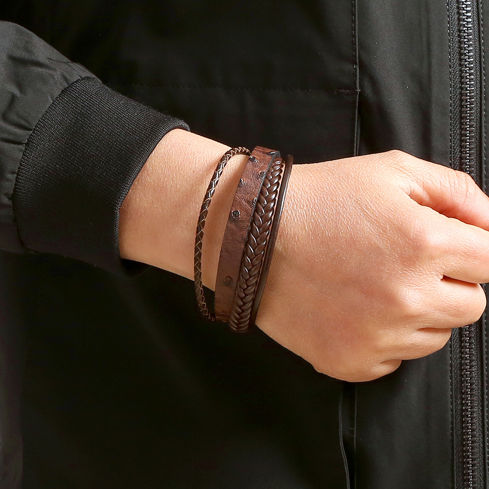 Classique Roche Style Simple Couleur Unie Faux Cuir Alliage Hommes Bracelets Bracelet display picture 3