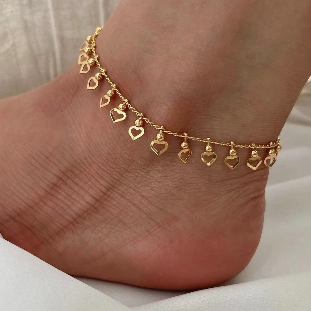 Cute Sweet Heart Shape Alloy Plating Hollow Out Women's Anklet display picture 7