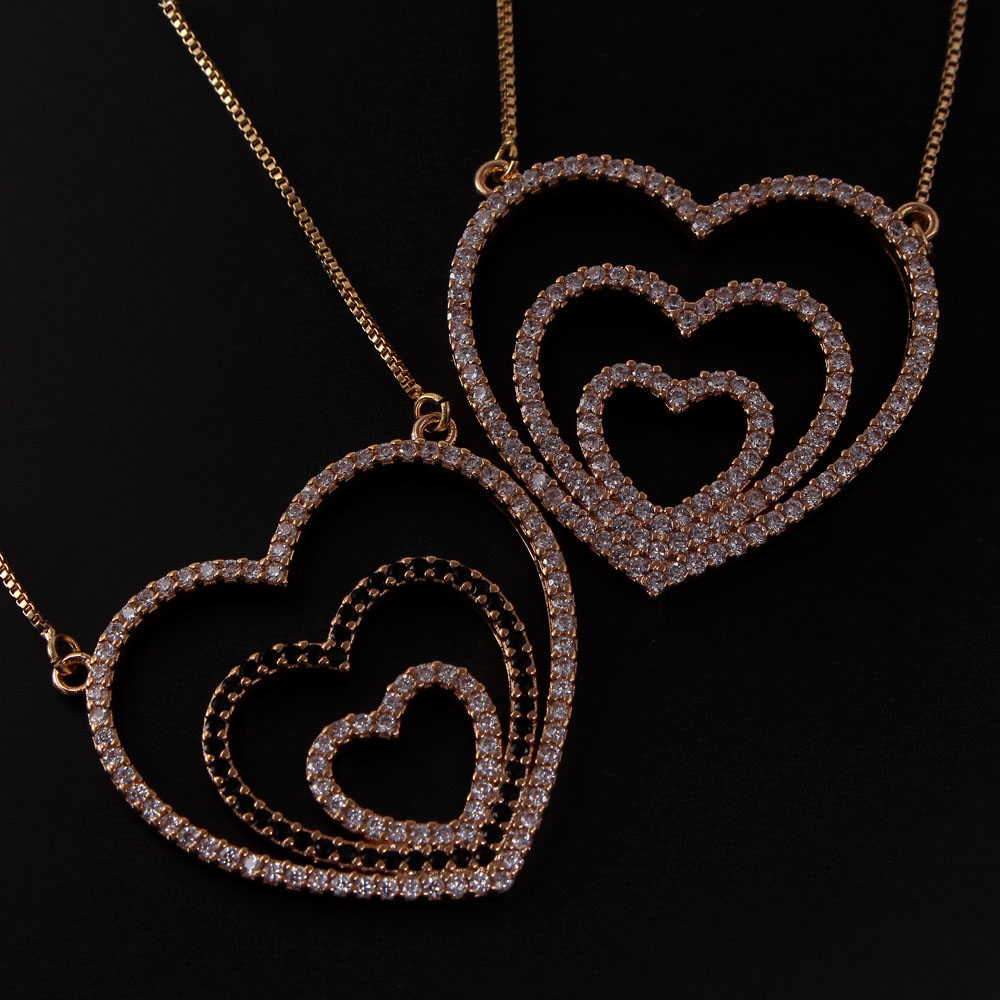 Ig Style Sweet Simple Style Heart Shape Copper Gold Plated Zircon Pendant Necklace In Bulk display picture 3