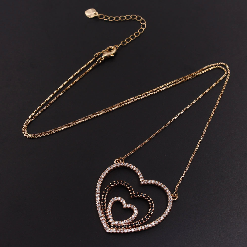 Ig Style Sweet Simple Style Heart Shape Copper Gold Plated Zircon Pendant Necklace In Bulk display picture 4