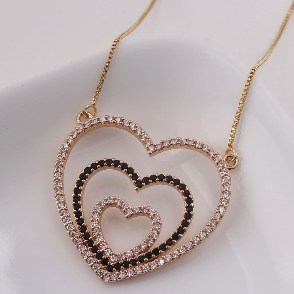 Ig Style Sweet Simple Style Heart Shape Copper Gold Plated Zircon Pendant Necklace In Bulk display picture 2