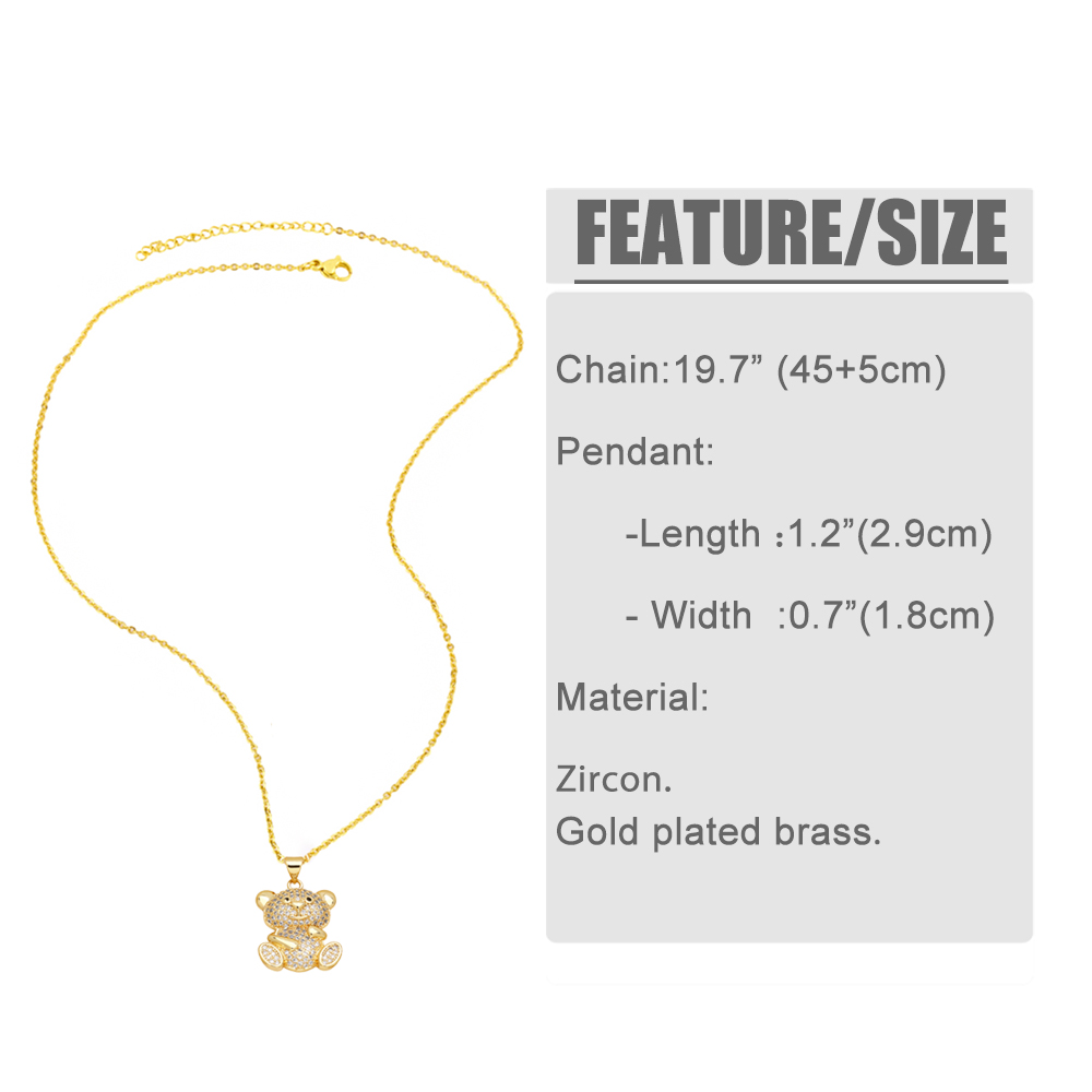 Cute Fashion Simple Style Little Bear Copper 18k Gold Plated Zircon Pendant Necklace In Bulk display picture 1