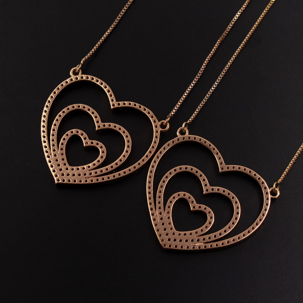 Ig Style Sweet Simple Style Heart Shape Copper Gold Plated Zircon Pendant Necklace In Bulk display picture 5