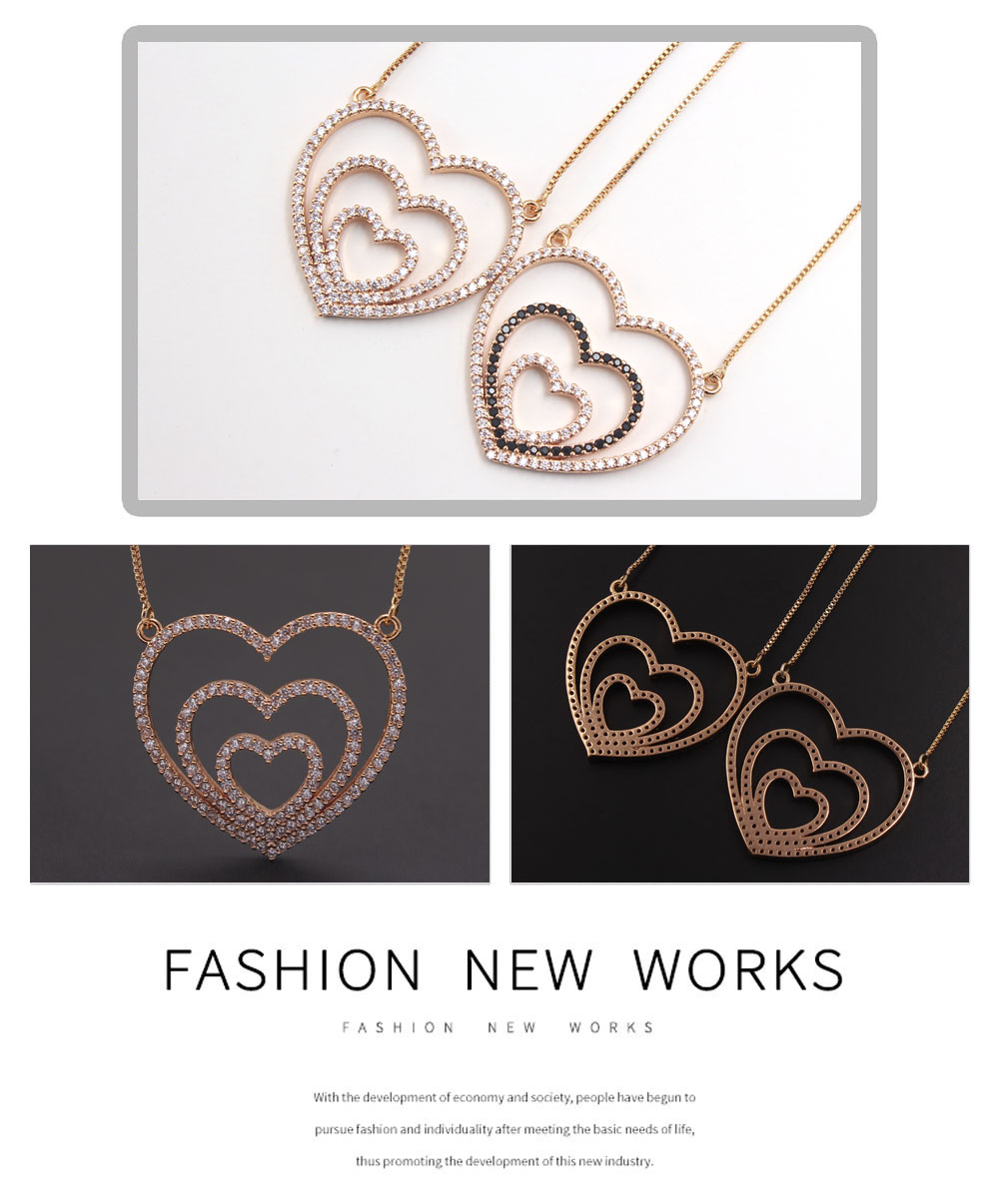 Ig Style Sweet Simple Style Heart Shape Copper Gold Plated Zircon Pendant Necklace In Bulk display picture 8
