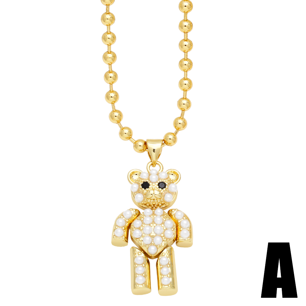 Simple Style Streetwear Little Bear Copper 18k Gold Plated Beads Pendant Necklace In Bulk display picture 3