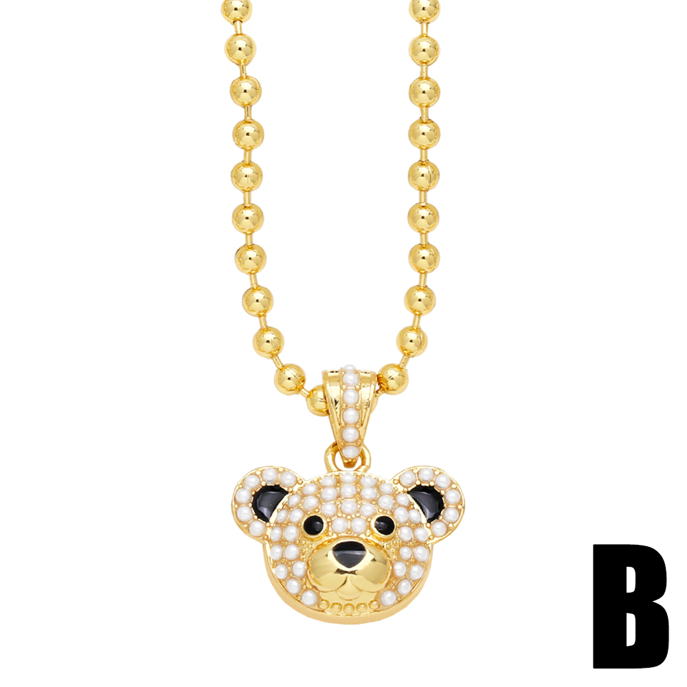 Simple Style Streetwear Little Bear Copper 18k Gold Plated Beads Pendant Necklace In Bulk display picture 4