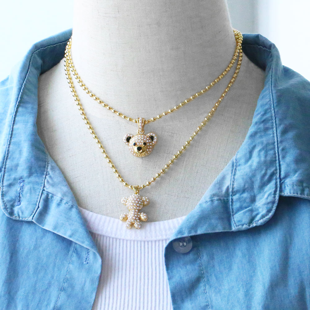 Simple Style Streetwear Little Bear Copper 18k Gold Plated Beads Pendant Necklace In Bulk display picture 8