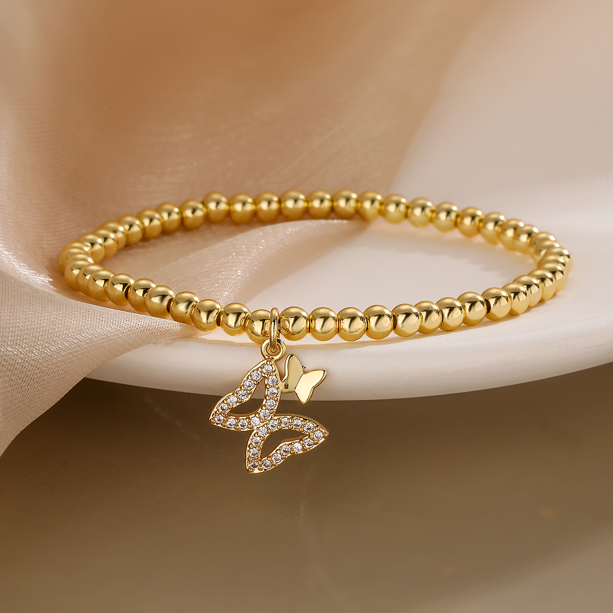 Simple Style Commute Dragonfly Butterfly Copper 18k Gold Plated Zircon Bracelets In Bulk display picture 3