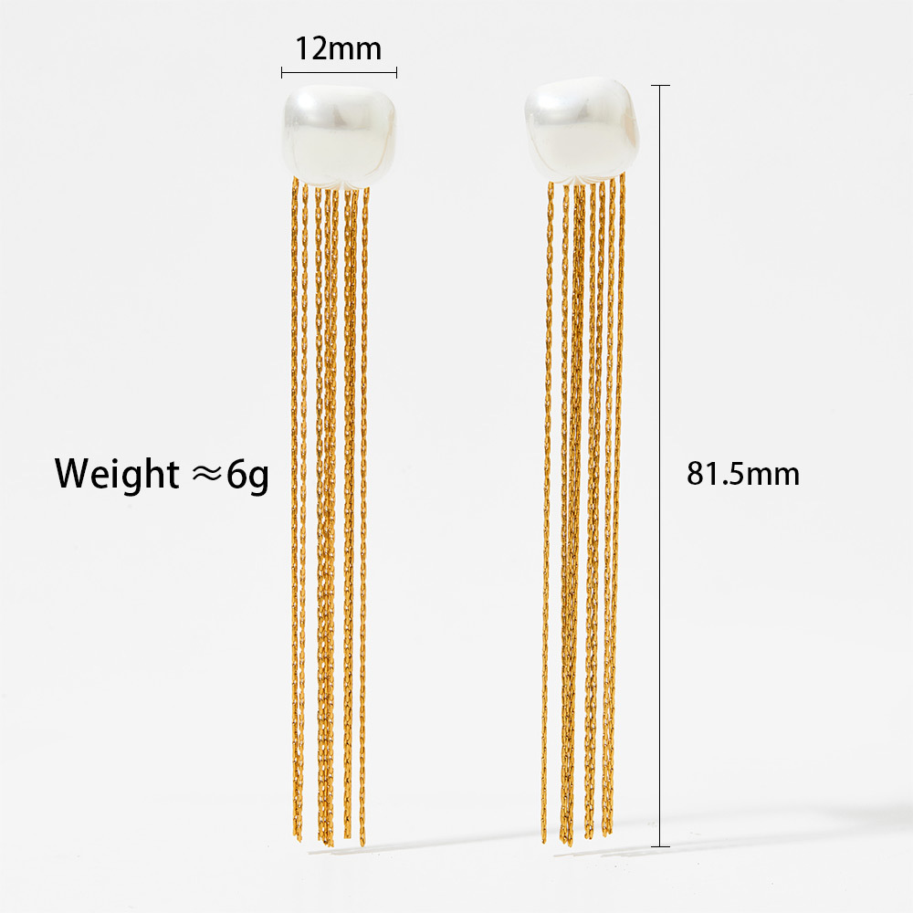 1 Pair Lady Heart Shape Tassel Plating 304 Stainless Steel Artificial Pearl 16K Gold Plated White Gold Plated Gold Plated Drop Earrings display picture 9