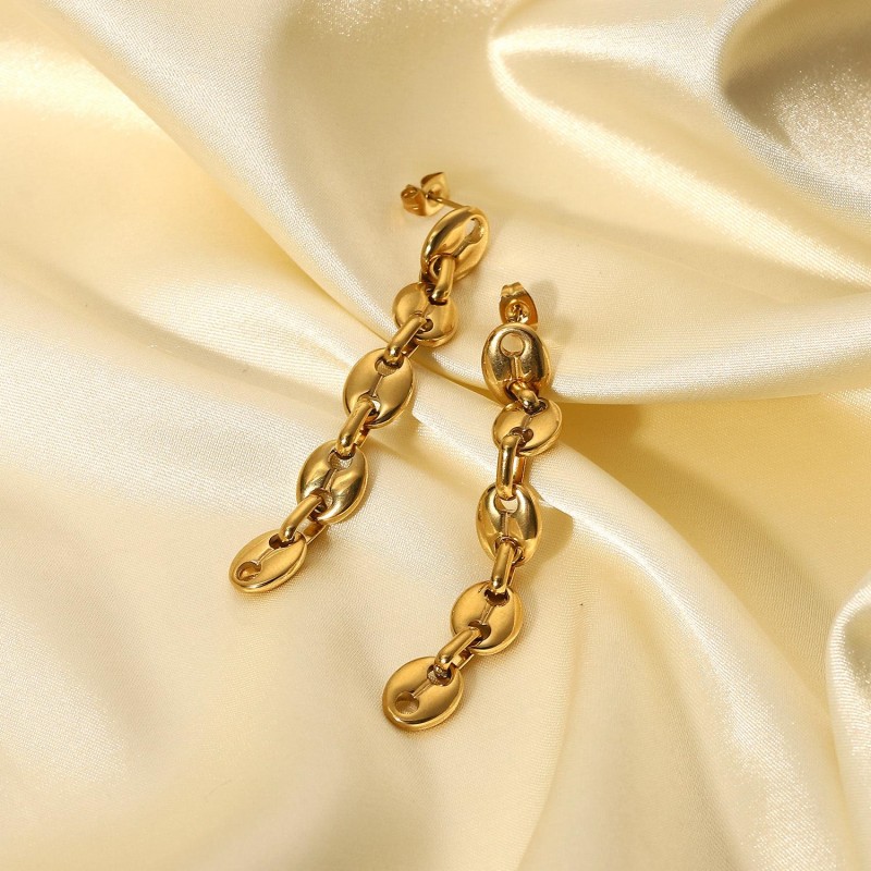 1 Pair Commute Solid Color Plating Stainless Steel Gold Plated Drop Earrings display picture 3