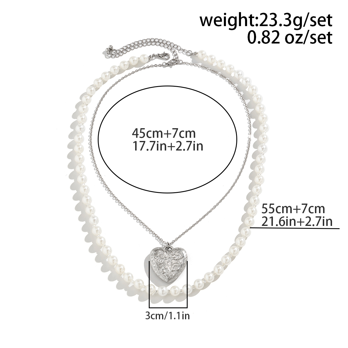 Princess Simple Style Cool Style Heart Shape Imitation Pearl Alloy Copper Women's Pendant Necklace display picture 1