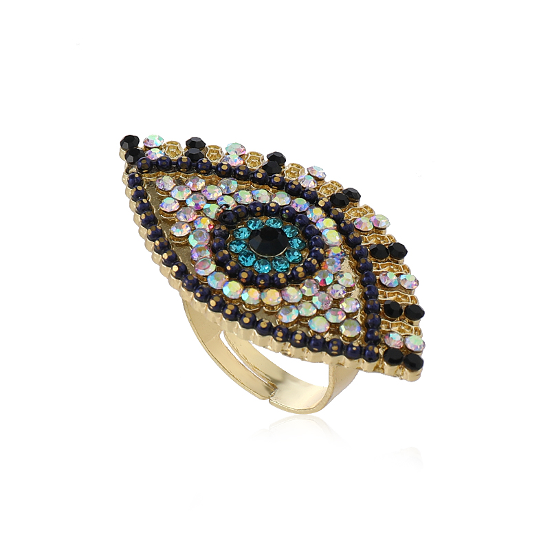 Hip-hop Exaggerated Punk Eye Alloy Inlay Artificial Diamond Women's Open Rings display picture 3