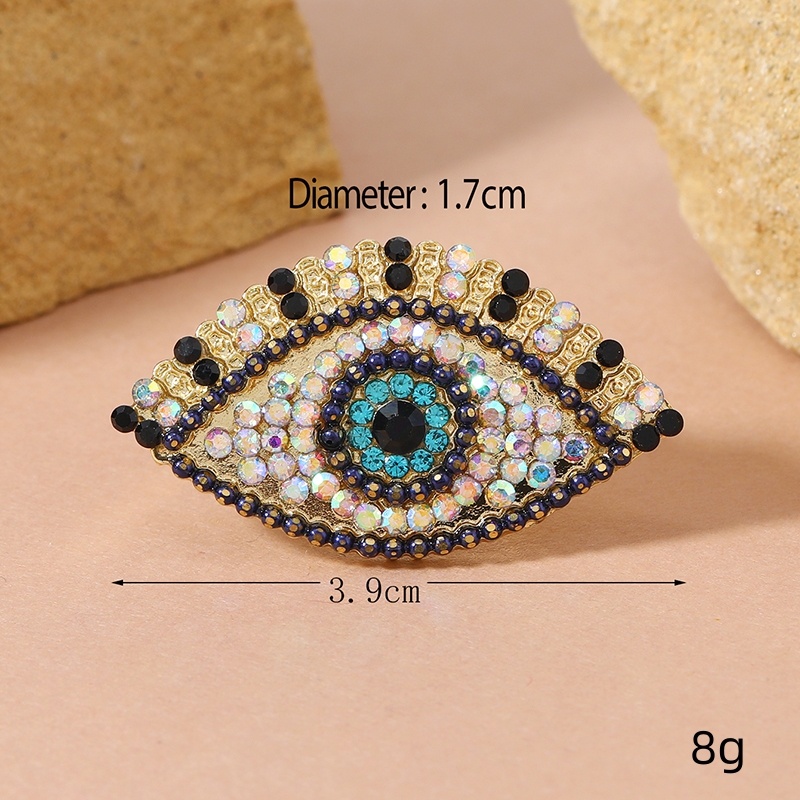 Hip-hop Exaggerated Punk Eye Alloy Inlay Artificial Diamond Women's Open Rings display picture 5