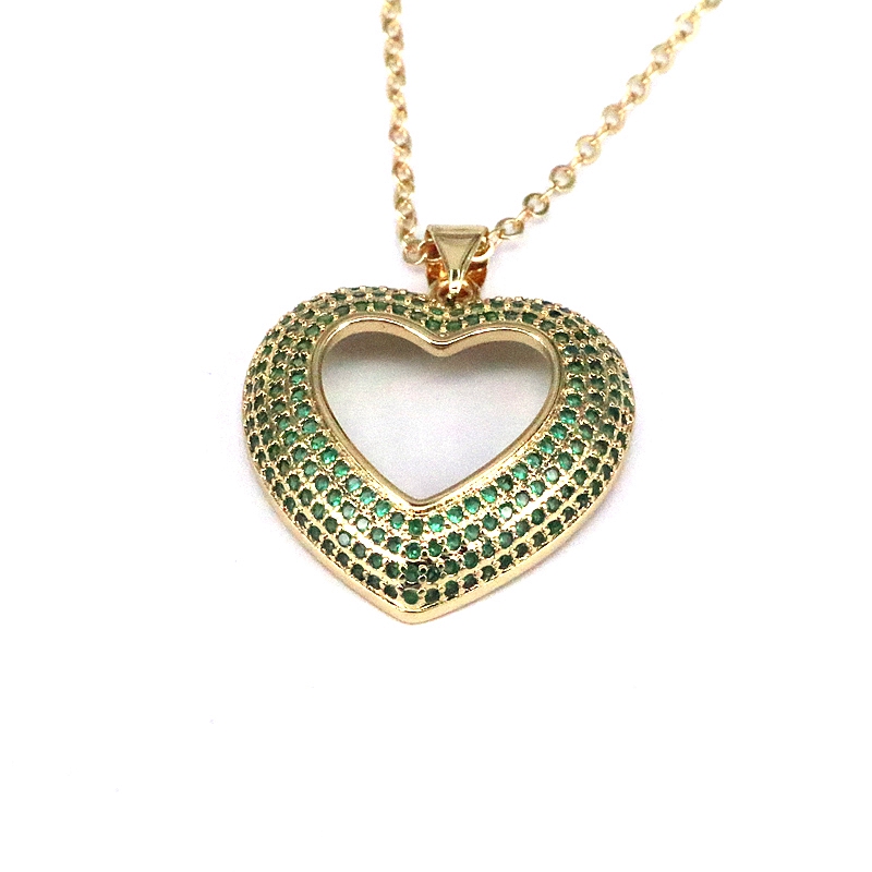 Hip-hop Streetwear Heart Shape Copper Plating Inlay Zircon Pendant Necklace display picture 2