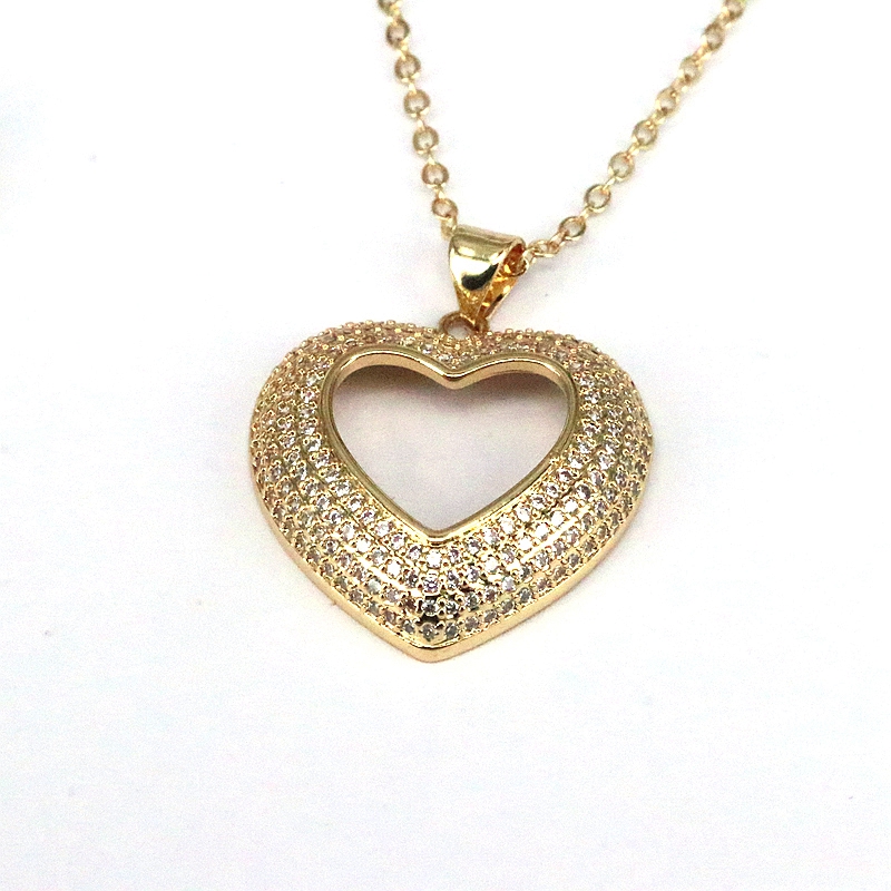 Hip-hop Streetwear Heart Shape Copper Plating Inlay Zircon Pendant Necklace display picture 4