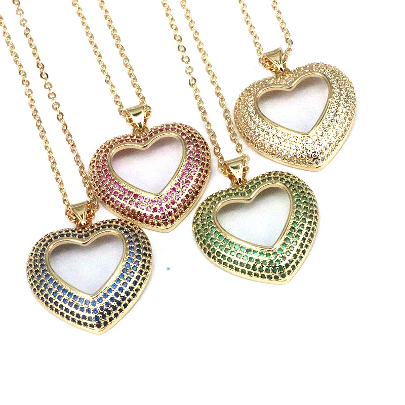 Hip-hop Streetwear Heart Shape Copper Plating Inlay Zircon Pendant Necklace display picture 3