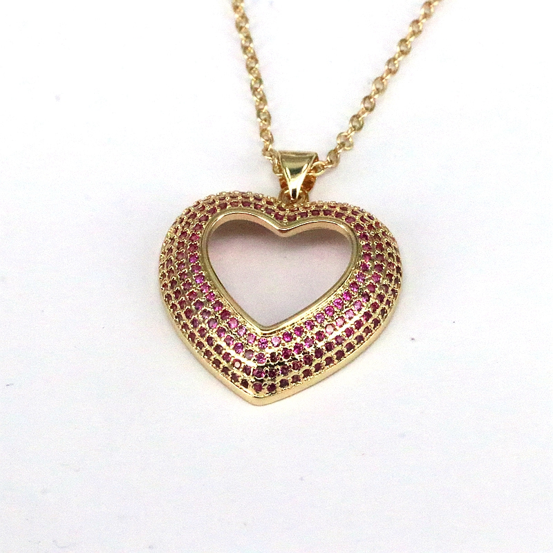 Hip-hop Streetwear Heart Shape Copper Plating Inlay Zircon Pendant Necklace display picture 6