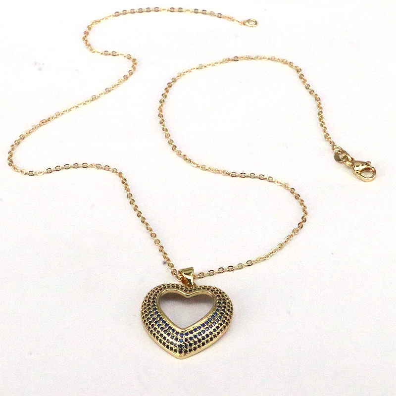 Hip-hop Streetwear Heart Shape Copper Plating Inlay Zircon Pendant Necklace display picture 5
