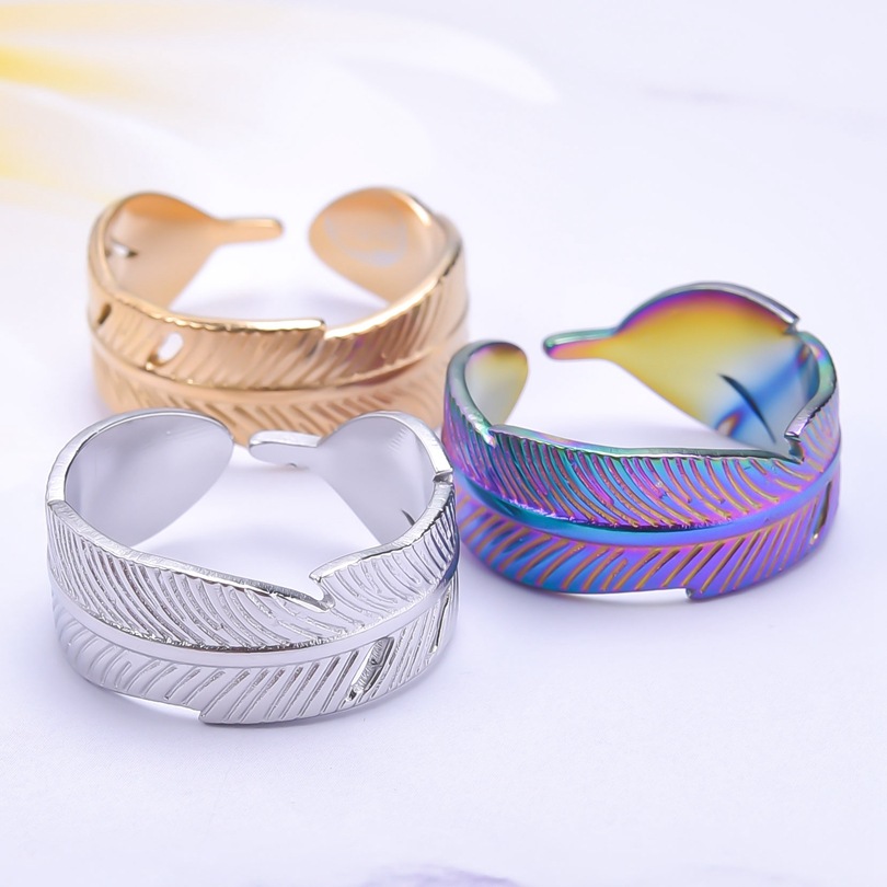 Simple Style Feather Titanium Steel Polishing Women's Rings display picture 2