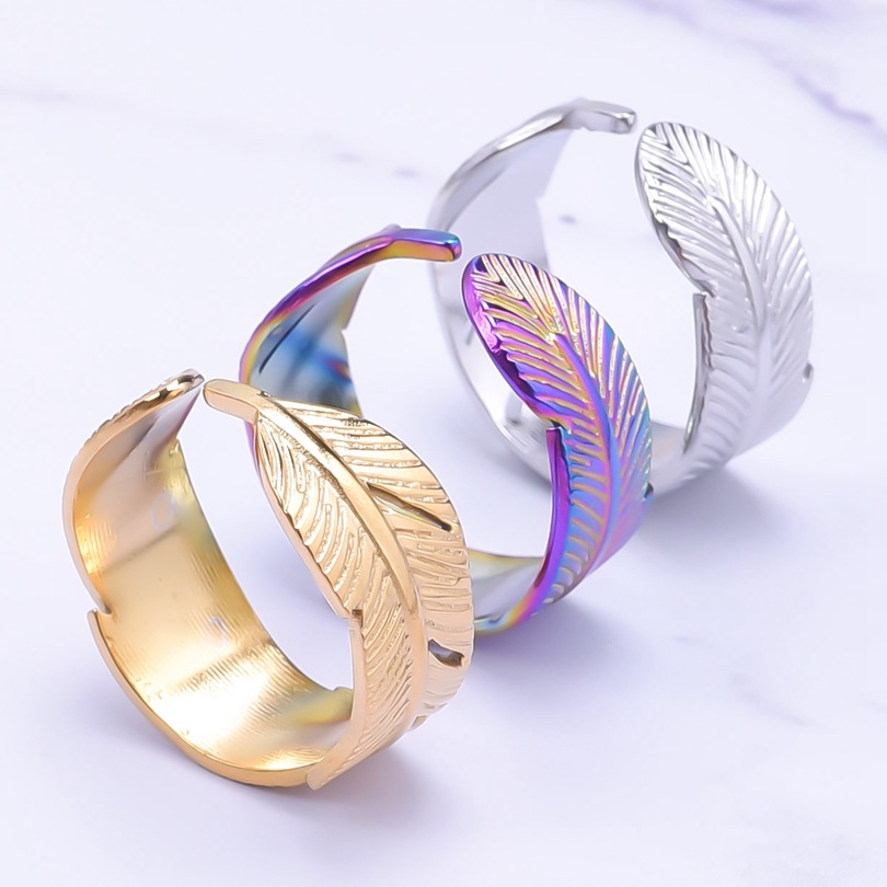 Simple Style Feather Titanium Steel Polishing Women's Rings display picture 3
