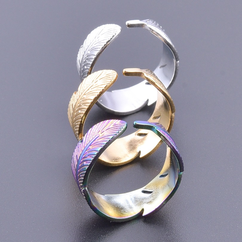 Simple Style Feather Titanium Steel Polishing Women's Rings display picture 4