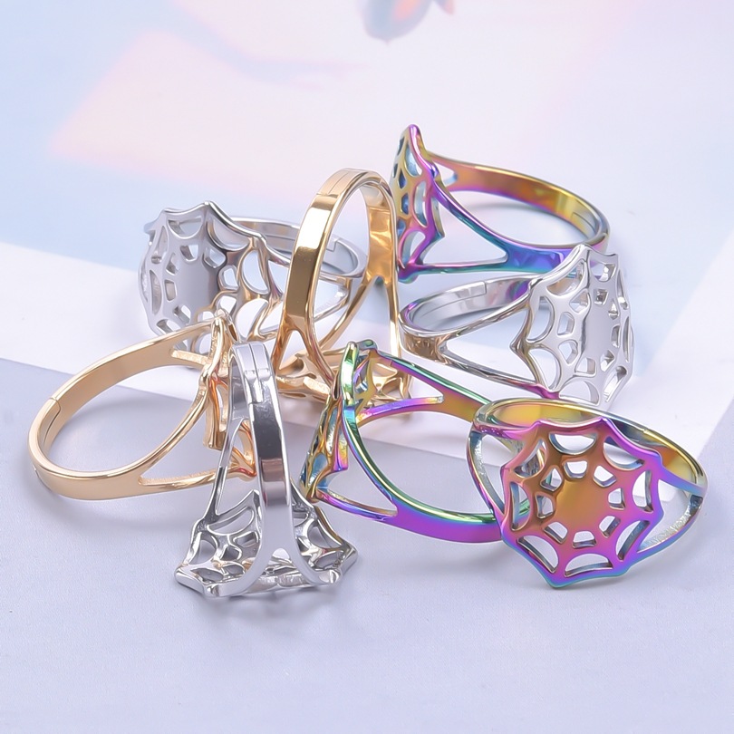 Simple Style Spider Web Stainless Steel Polishing Rings display picture 3