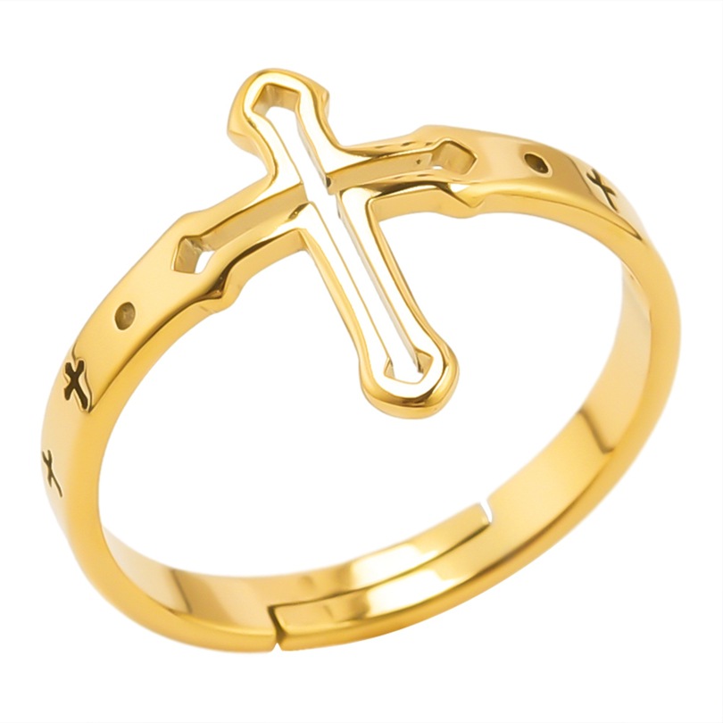 Hip-hop Retro Cross Stainless Steel Polishing Rings display picture 7