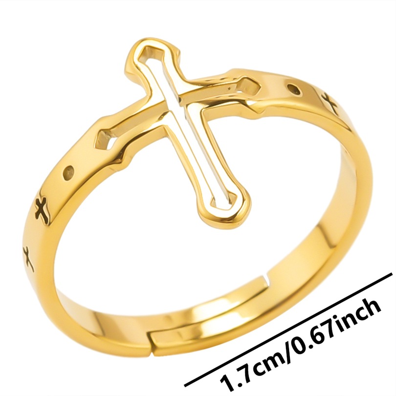 Hip-hop Retro Cross Stainless Steel Polishing Rings display picture 8