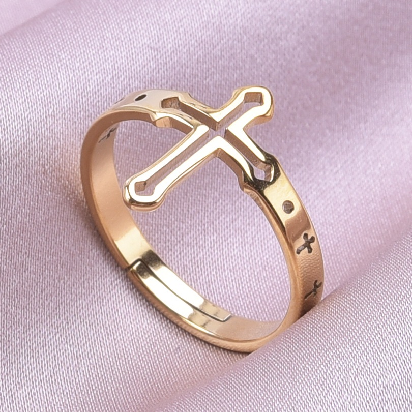 Hip-hop Retro Cross Stainless Steel Polishing Rings display picture 9