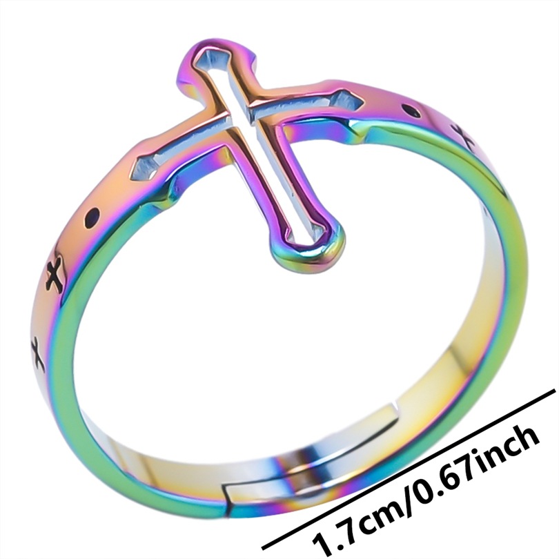 Hip-hop Retro Cross Stainless Steel Polishing Rings display picture 11