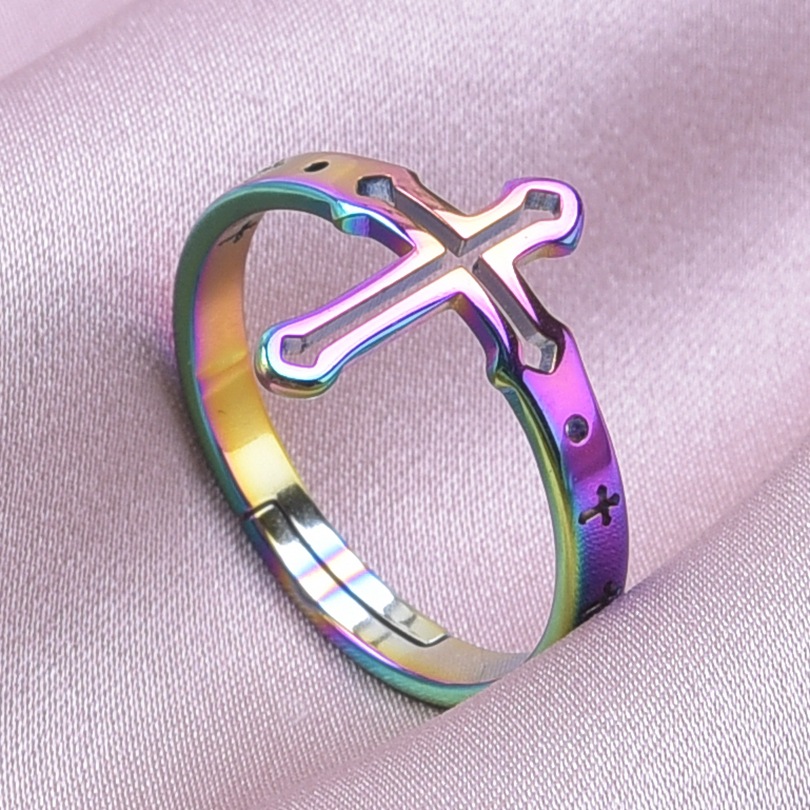 Hip-hop Retro Cross Stainless Steel Polishing Rings display picture 12