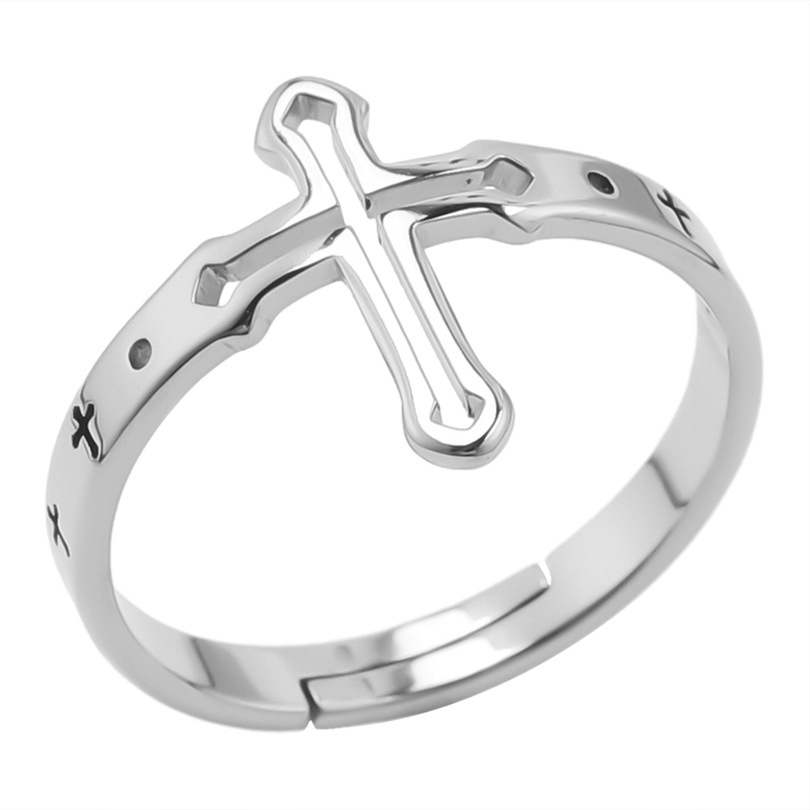 Hip-hop Retro Cross Stainless Steel Polishing Rings display picture 13