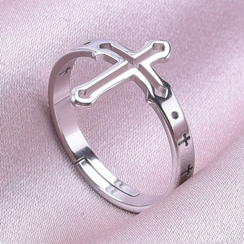Hip-hop Retro Cross Stainless Steel Polishing Rings display picture 15