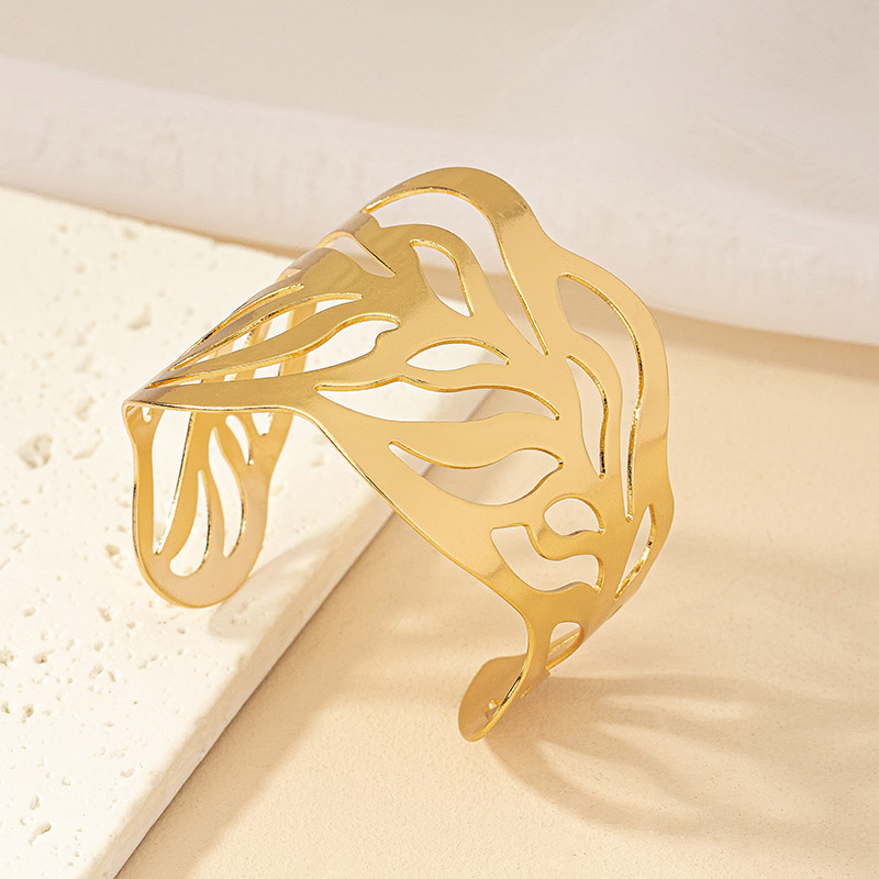 Punk Leaves Alloy Plating Gold Plated Women's Bangle display picture 3