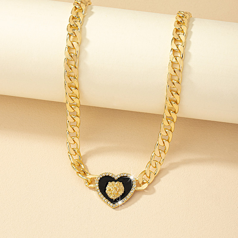 Retro Heart Shape Alloy Plating Inlay Zircon Gold Plated Women's Pendant Necklace display picture 1