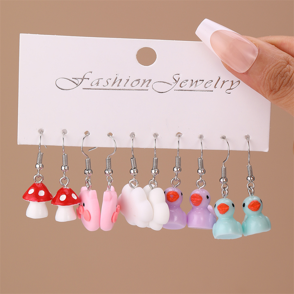 1 Set Casual Mushroom Patchwork Artificial Pearl Alloy Drop Earrings display picture 25