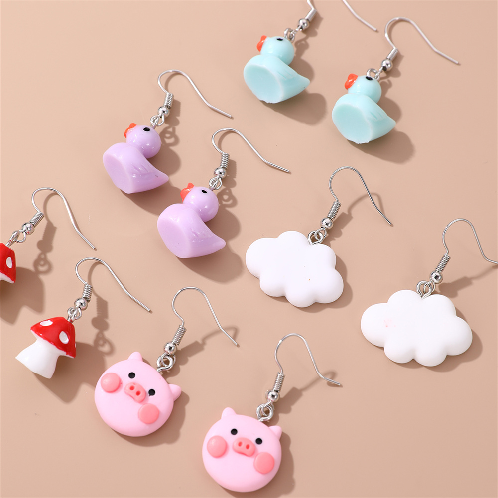 1 Set Casual Mushroom Patchwork Artificial Pearl Alloy Drop Earrings display picture 27