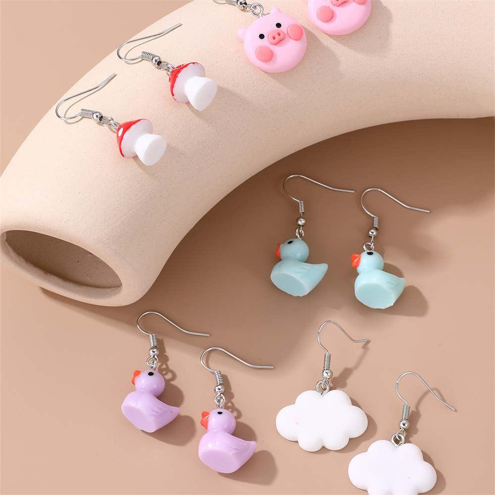 1 Set Casual Mushroom Patchwork Artificial Pearl Alloy Drop Earrings display picture 29